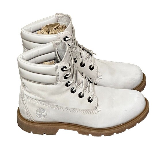 Timberland Women’s Linden‎ Woods 6'' Light Taupe Leather Waterproof Combat Sz 7 - Picture 4 of 9